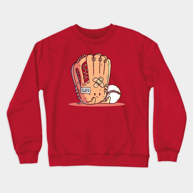 Funny Cartoon Baseball Glove Crewneck Sweatshirt by SLAG_Creative